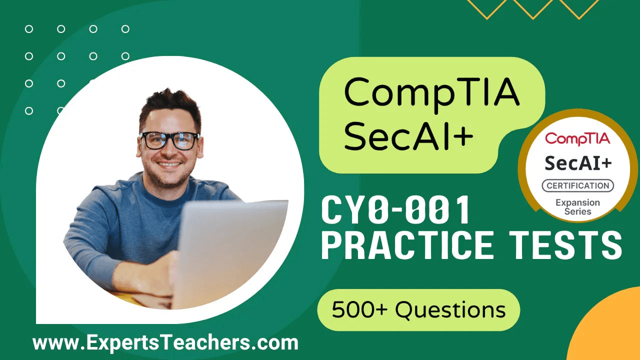 CompTIA SecAI+ CY0-001 practice tests with 500+ questions for certification prep.