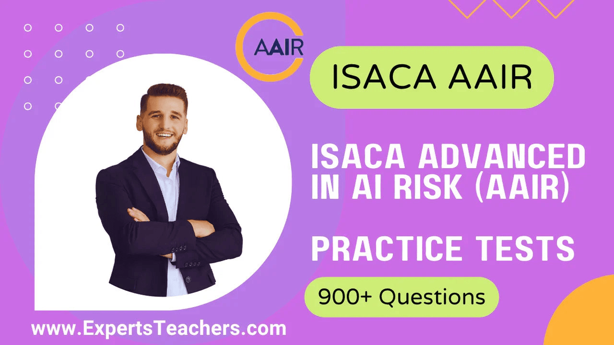 ISACA Advanced in AI Risk (AAIR) practice tests with 900+ questions for exam preparation.