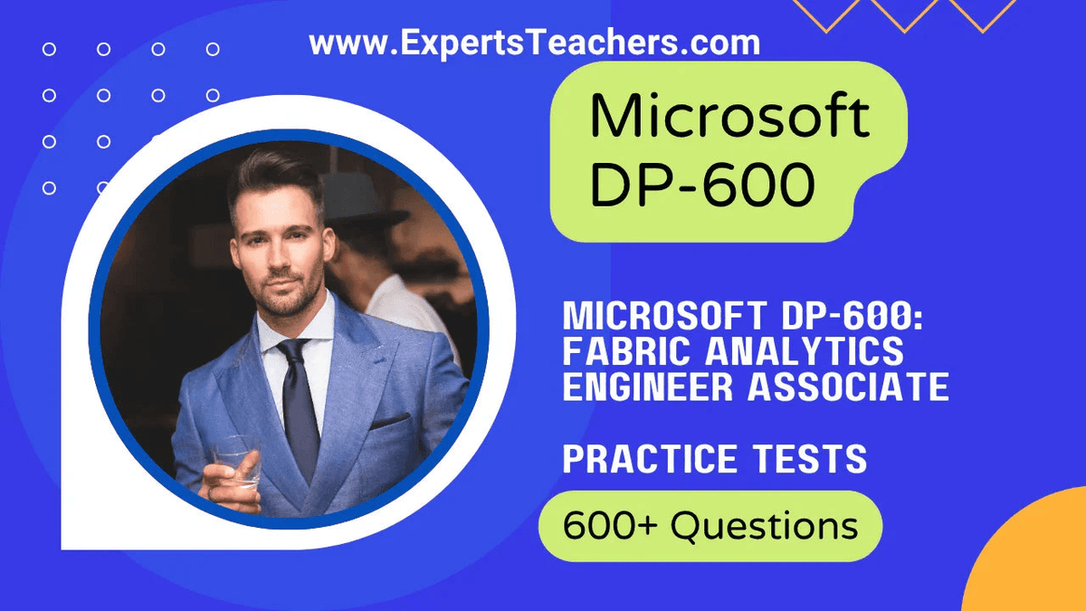 Microsoft DP-600 Fabric Analytics Engineer Associate practice tests with 600+ questions.