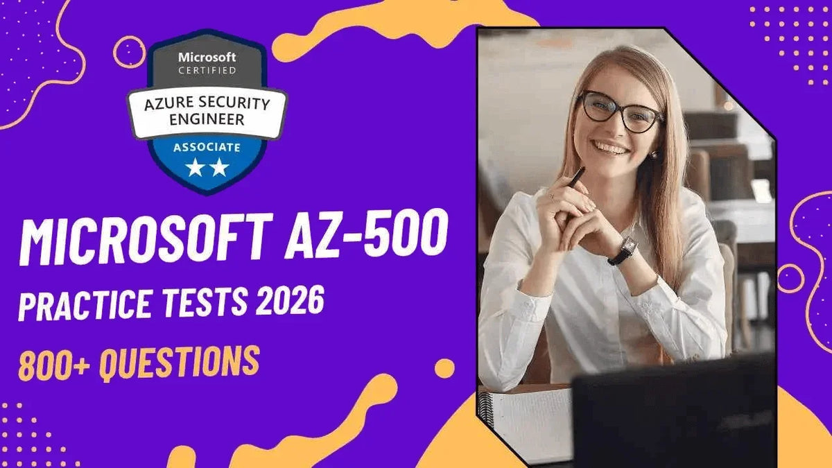 Microsoft AZ-500 Practice Tests 2026 online course by ITPracticeTests featuring 800 questions for Azure Security exam prep.
