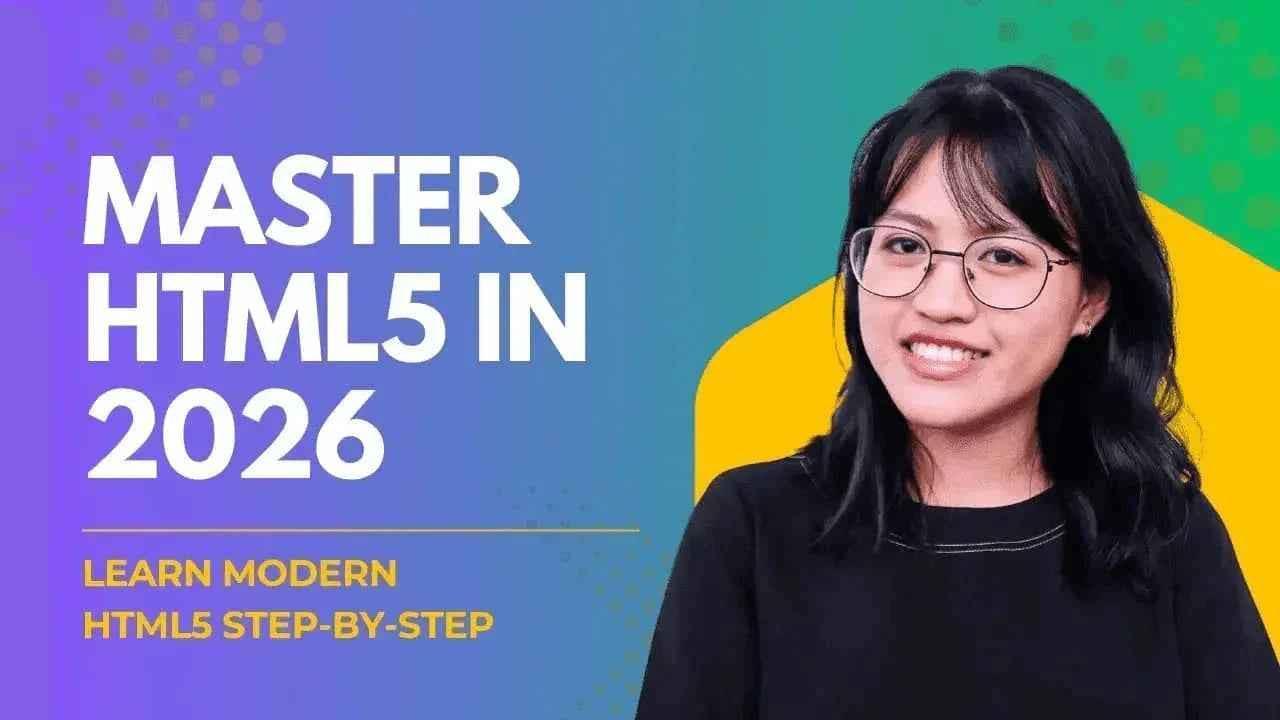 Online course cover for Mastering HTML5 for Web Development by ITPracticeTests, showing a computer screen with HTML code and course title.