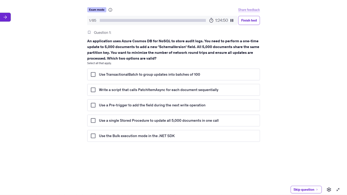 DP-420 Azure Cosmos DB Developer Practice Tests 2026