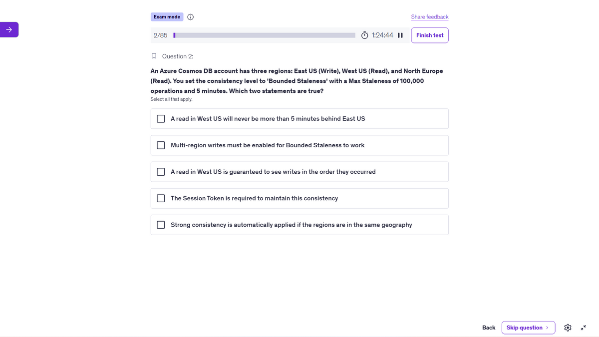 DP-420 Azure Cosmos DB Developer Practice Tests 2026