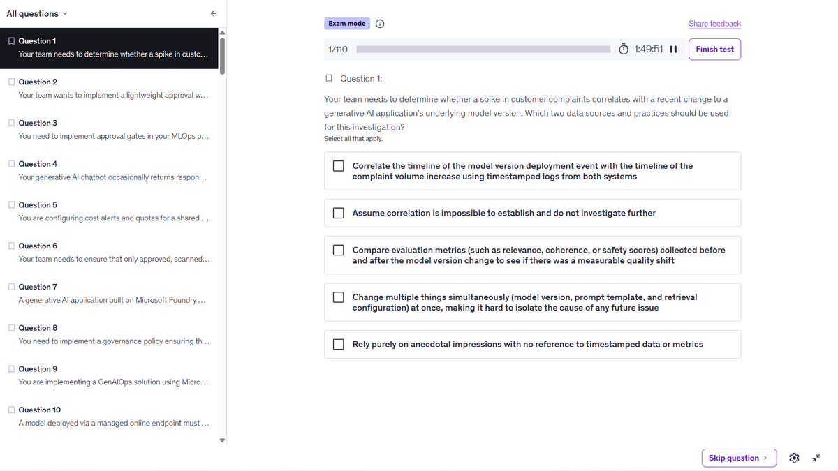 Microsoft AI-300 Practice Tests 2026 | 360 Questions