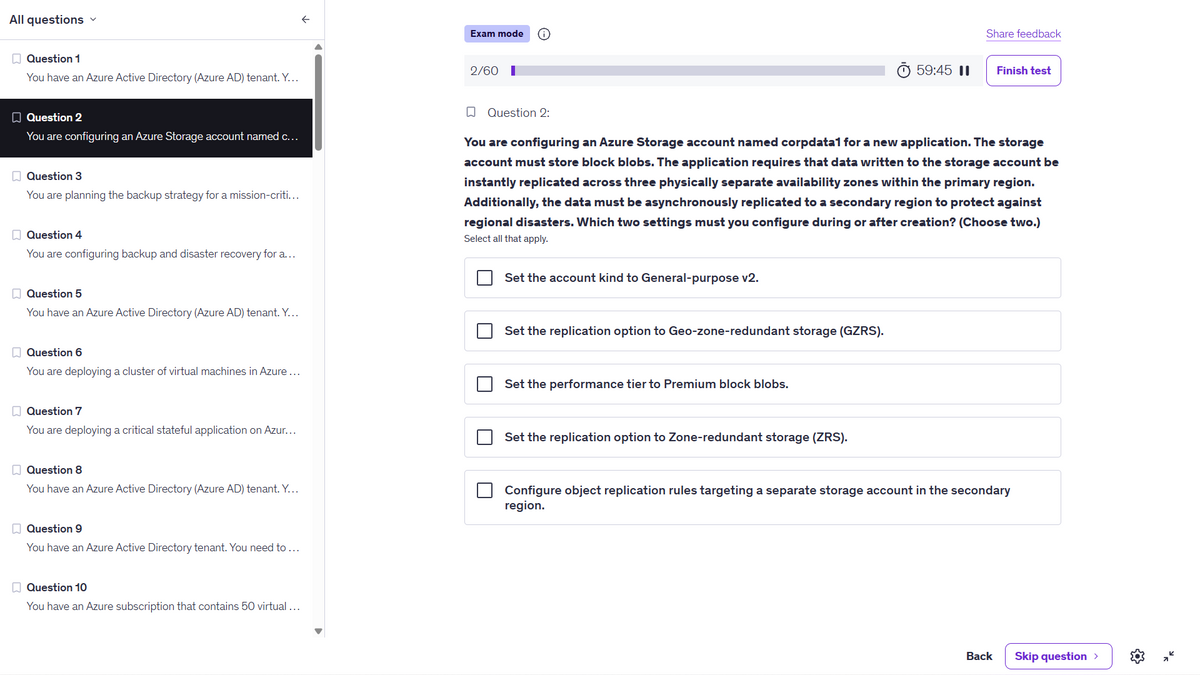 Microsoft AZ-104 Azure Administrator Practice Exams 2026