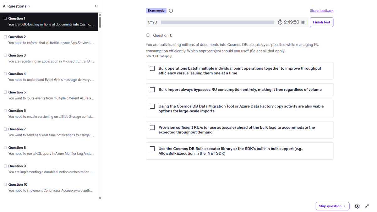 Microsoft AZ-204 Practice Tests 2026 | 360 Questions