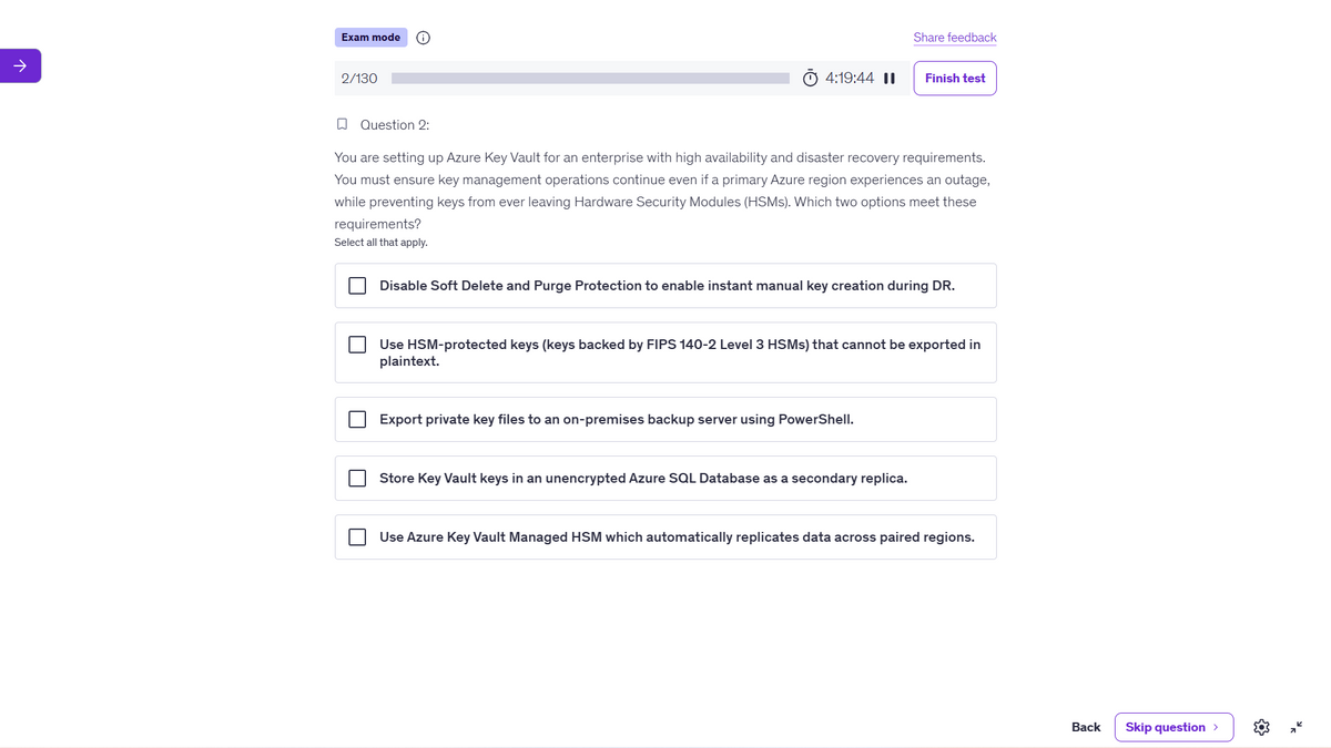 Microsoft AZ-500 Azure Security Engineer Practice Tests