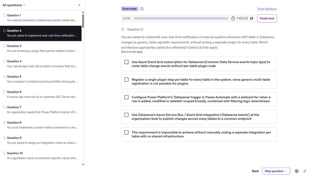 Microsoft PL-400 Power Platform Developer Practice Tests